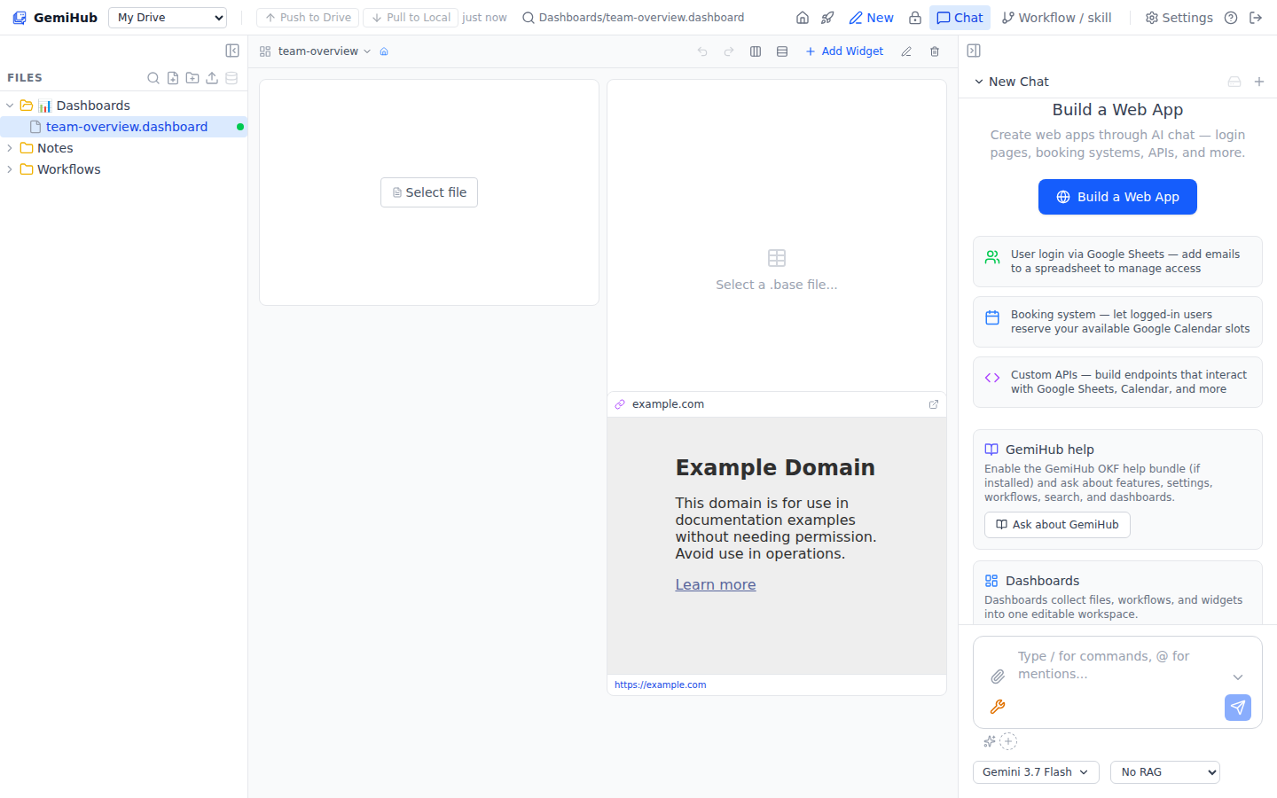 GemiHub dashboard