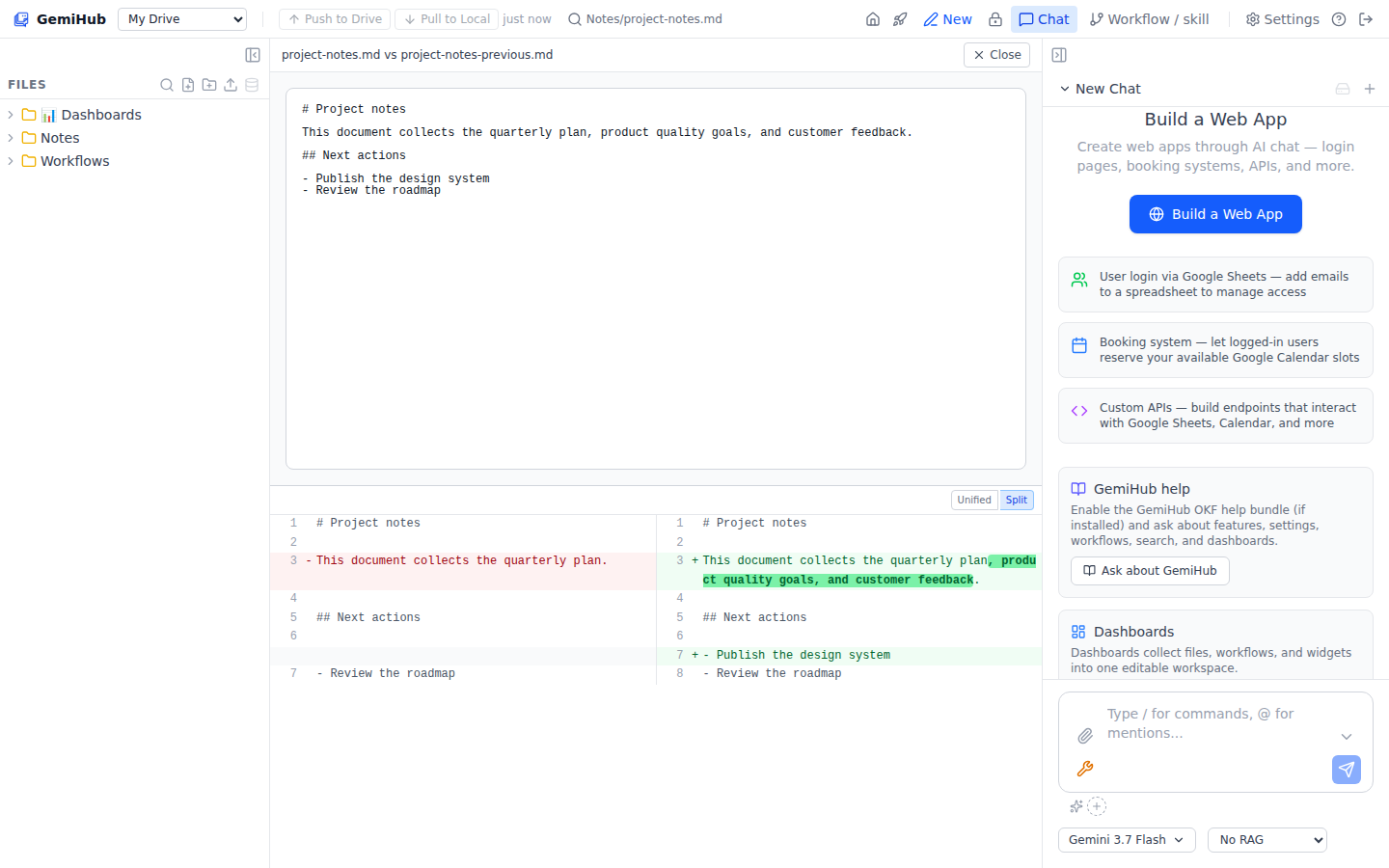 File comparison in the IDE