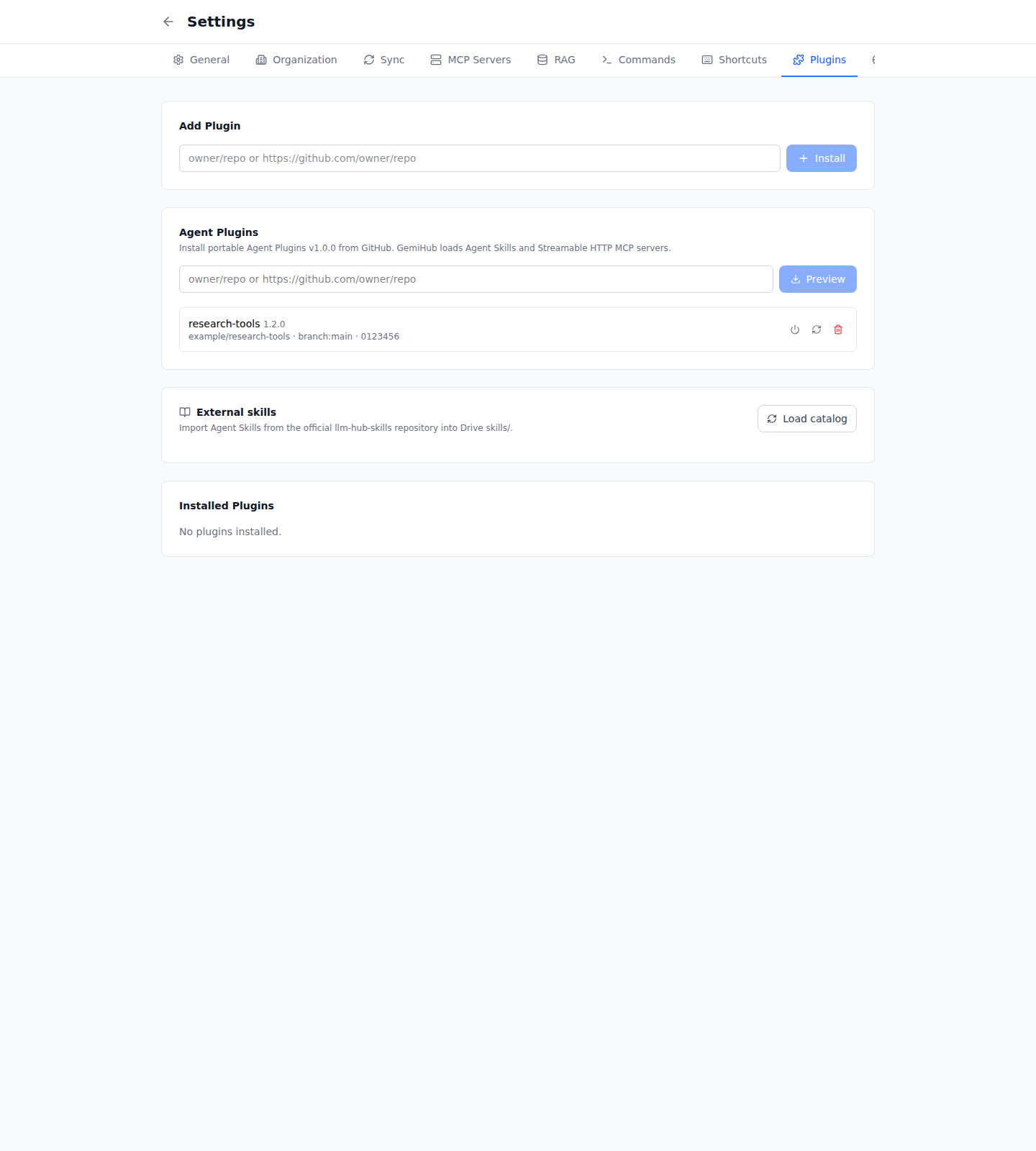 Plugin settings