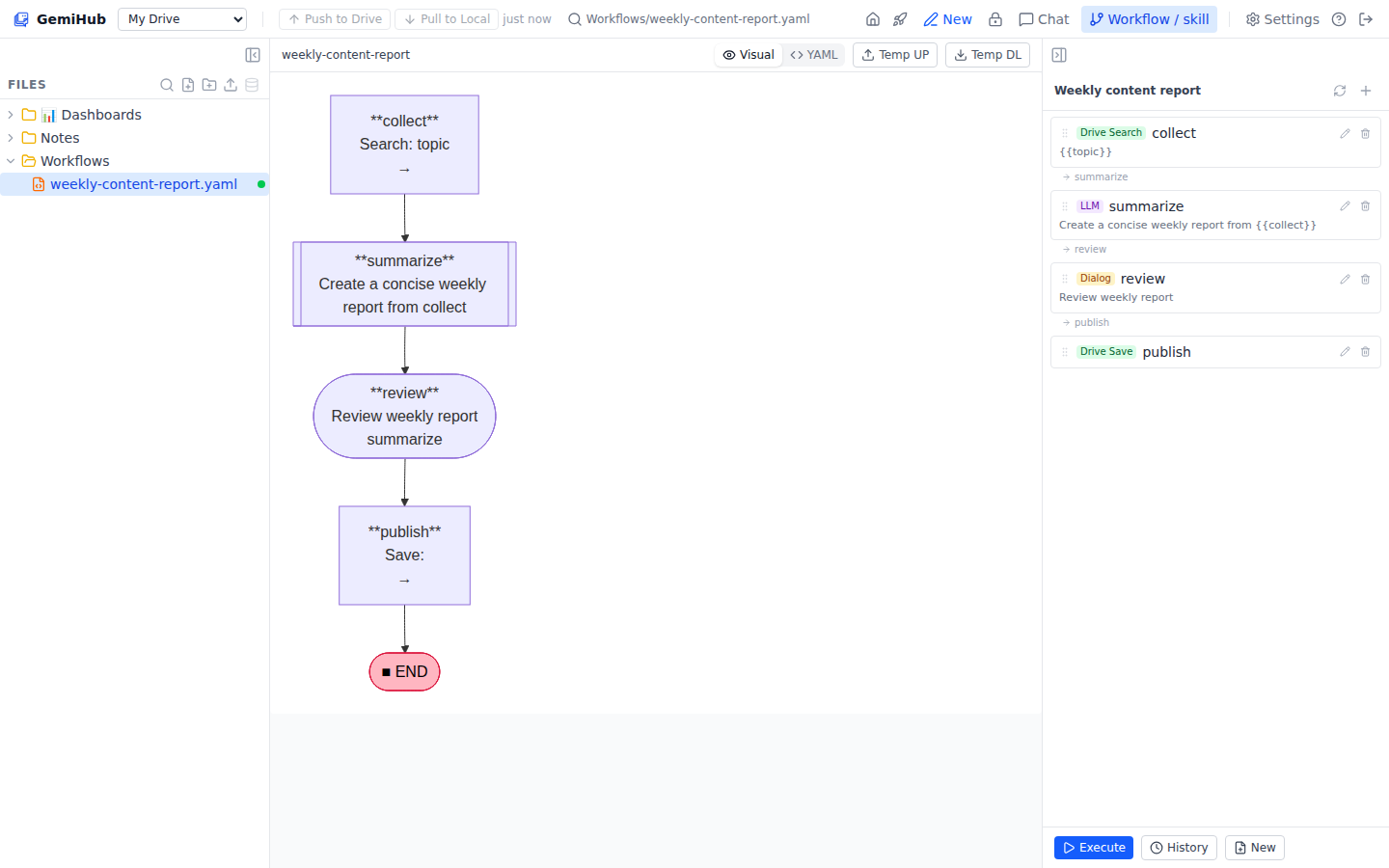 Visual workflow builder